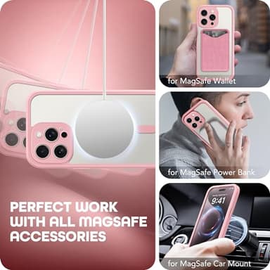 TIESZEN for iPhone 15 Pro Max Case, Compatible with MagSafe, Built-in Privacy Screen Protector and Camera Protection, Anti Spy Full Body Dustproof Shockproof Hard Phone Case 6.7", Pink - Image 6