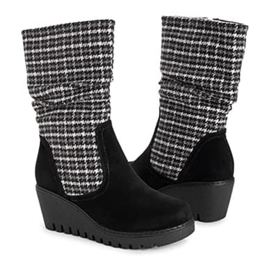 MUK LUKS Women's Vermont Stowe Boots, Houndstooth Black, 7.5 - Image 7