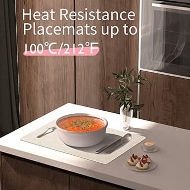 Maxpearl Faux Leather Placemats Set of 6 - Waterproof - Wipe Clean - Heat Resistant - Anti Slip Dining Table Place Mats, Suitable for Indoor & Outdoor Use, 17’’×12’’, Beige - Image 5