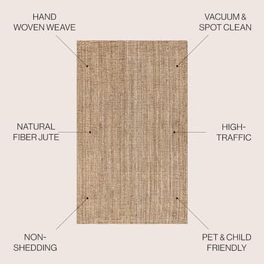 JONATHAN Y Pata Hand Woven Chunky Jute Natural Indoor Area Rug, 8x10, Bohemian, Rustic, Cottage, Easy-Cleaning for Living Room, Bedroom, Kitchen, Non-Shedding (NRF102A-8) - Image 2