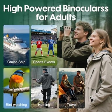 WOZEL 16x42 Binoculars for Adults High Powered - HD Clear Low Light Vision with Large Bright View - Powerful Binoculars for Brid Watching Hunting Travel Hiking Concerts - Black - Image 8