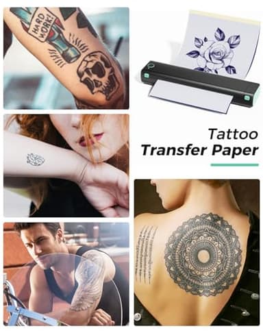 Phomemo M08F Wireless Thermal Tattoo Stencil Printer with 10pcs Transfer Paper, Compatible with Phone/Tablet/PC, Supplies for Tattoo Artists & Beginners, Black & Green - Image 8