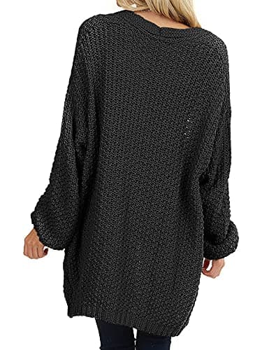 Maroway Cardigans for Women Loose Lightweight Sweater Coat Black - Image 4