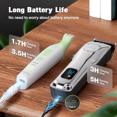 FuzzyFix Dog Grooming Kit, Dog Clippers for Grooming for Thick Heavy Coats, Professional Pet Paw Trimmer Nail Grinder Low Noise Rechargeable Stainless Steel Hair Trimmer for Dogs Cats Animals - Image 7