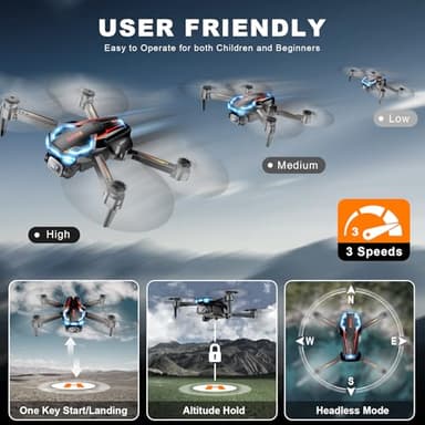 2K HD FPV Drone with Camera for Adults - Altitude Hold, One-Key Takeoff/Landing, 3 Speed Modes, Headless Mode, 2 Batteries, Foldable & Portable, Best Gifts for Beginners, Teen Boys & Girls, Orange - Image 6