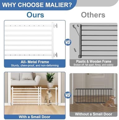 Malier Dog Gate with a Small Door, Extra Wide All Metal Short Dog Gate Pet Gate for Stairs, 10'' Tall Pressure Mount Easy Step Over Puppy Gate Low Gate for Doorways - Image 3