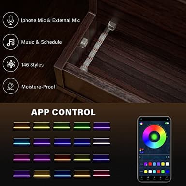 Cubehom LED 38 Inch Bar Display Shelf, DIY Illuminated Bottle Shelf with App & Remote Control, 2 Step Freestanding Holding Bottles for Home Bar, Party, Walnut - Image 6