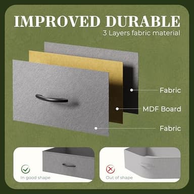 Huuger 70 Inch Dresser for Bedroom, TV Stand for 65, 75, 80 Inch TV, 12 Drawer Long Dresser, Large Storage Organizer Unit, Wide Chest of Drawer with Storage, Fabric Drawer for Living Room, Dark Grey - Image 5