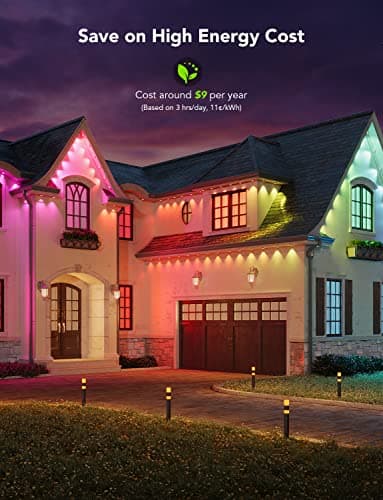 Govee Permanent Outdoor Lights, Smart RGBIC Outdoor Lights with 75 Scene Modes, 150ft with 108 LED Lights, IP67 Waterproof for Patio Decorations, Work with Alexa, Google Assistant, White - Image 7