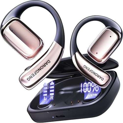 DARONGFENG Open Ear Wireless Bluetooth Headphones, Pain-Free Air Conduction Ear Buds with LED Digital Display Charging Case, Sweat Resistant for Running, Safe Driving, and Extended Daily Use - Image 1