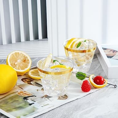 Ciaell 200PCS Gold Plastic Cups - 9Oz Heavy Duty Disposable Clear Plastic Cups with Gold Rim for Wine, Cocktail, Party & Wedding & Thanksgiving - Image 8