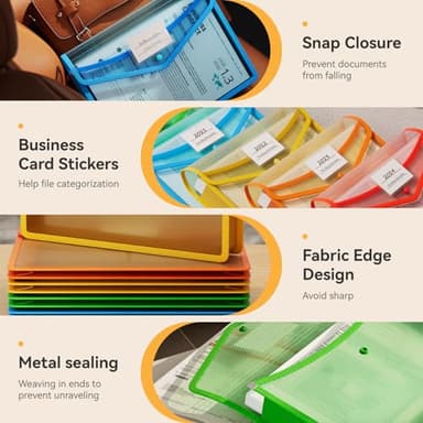 ABC life 6 Pack Plastic Expanding File Folder, Folders for Documents with Snap Closure, Colorful File Folder Organizer Holder, Transparent Accordion File Pouch,Large Capacity, Fit Letter/A4 Size - Image 4