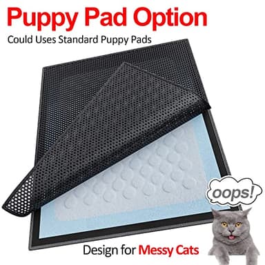 Waretary Cat Litter Box Mat: 36"x 30" Waterproof Kitty Cat Litter Trapping Mat, Easy-clean Double-layer Scatter Control Pad Rug (Black) - Image 3