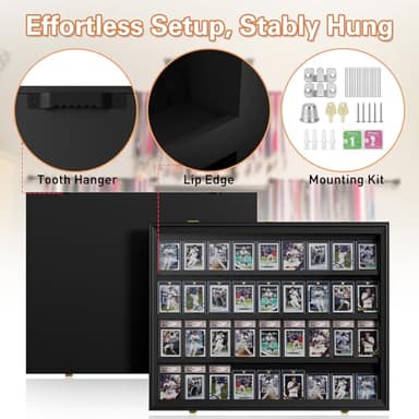 Mlikero Baseball Card Display Case, 36 Graded Card Display Frame Lockable, Trading Card Display with UV Protection Sports Card Display Case for Baseball Cards, Football Cards, Sports Cards - Image 5