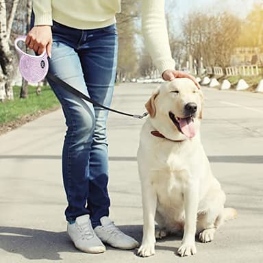 eing Retractable Dog Leash, Pet Walking Leash with Anti-Slip Handle, Strong Nylon Tape, 360°Tangle-Free, Suitable for Small Medium Dog Cat, Gift Waste Bags Dispenser Included,10 ft, Pink - Image 5