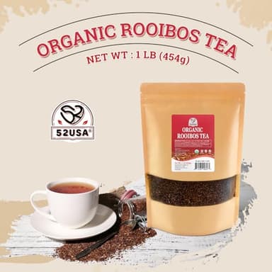 52USA Organic Rooibos Tea, 1 LB, Red Rooibos Loose Leaf Tea, Naturally Caffeine-Free, Pure South African Red Bush Herbal Tea, Non-GMO, USDA Organic - Image 7