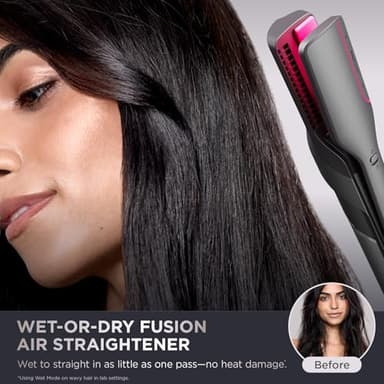 Shark FlexFusion Hair Straightener & Powerful Hair Dryer with Fusion Hair Brush, Ceramic Air Styler with Auto-Wrap Hair Curlers, Concentrator, & FrizzFighter, Ceramic Plates, Metallic Mist, HD651S - Image 2