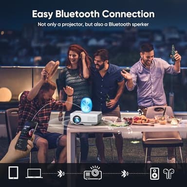 【Netflix Officially】NISOO Smart Projector with WiFi and Bluetooth, Mini Movie Projector with Apps Built-in, 1080P Outdoor Projector for Phone/PC/HDMI/USB, Two-way Bluetooth, 50% Zoom - Image 5