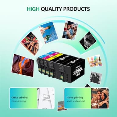 252XL Ink Cartridge Remanufactured for Epson 252XL 252 XL T252XL Combo Pack to use for Epson Workforce WF-7110 WF-7720 WF-7710 WF-3620 WF-3640 Printer(2 Black, 1 Cyan, 1 Magenta, 1 Yellow) 5 Pack - Image 4