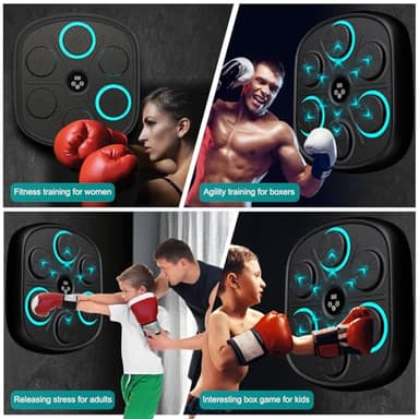 OurStarry 2025 New Model Smart Music Boxing Machine for Adults and Kids, Training Machine with LED Electronic Wall Mounted, Home Indoor Workout Equipment with Premium Boxing Gloves (Black 03) - Image 7