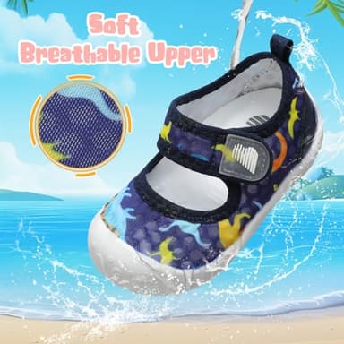 BARERUN Kids Boys Girls Swim Water Shoes Toddler Kids Swim Non Slip Quick Dry Beach Barefoot Sports Shoes Aqua Socks for Beach Outdoor Sports Blue Infant Size 12-18 Months - Image 2
