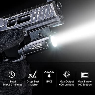 OLIGHT PL-Mini 2 Valkyrie 600 Lumens Magnetic USB Rechargeable Compact Weaponlight with Adjustable Rail, High Performance CW LED Tactical Flashlight with Built-in Battery - Image 4