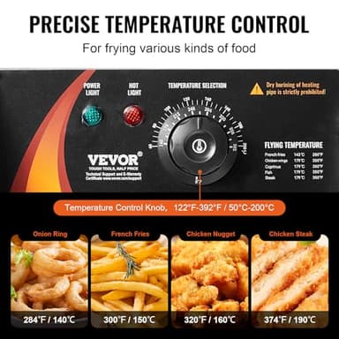 VEVOR Commercial Deep Fryer, Dual Tank 3000W Electric Countertop Fryer with Basket, 2 x 9.1Qt/8.6L Double Stainless Steel Oil Fryer, with Temp Control & Overheat Protection, for Kitchen Restaurant Use - Image 4