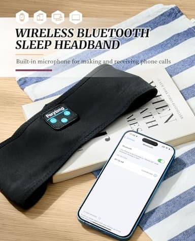 Sleep Headphones for Sleeping, Bluetooth Wireless Sports Headband, Cozy Lightweight Headband Headphones Hi-Fi Stereo Ergonomic ASMR Sleep Headphone Cool Gadget Gift for Women Men - Image 7