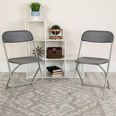 Flash Furniture Hercules Series Plastic Folding Chairs for Parties and Weddings, Stackable Commercial Event Seats, Set of 10, Gray - Image 2