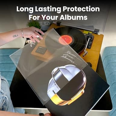 EVEO 100 Vinyl Record Sleeves Outer – Crystal Clear Outer Vinyl Sleeves LP Album Covers 12.75"x12.75" | Perfect Fit Protective 3 Mil Protection for Single & Double LPs - Archival Quality - Image 2