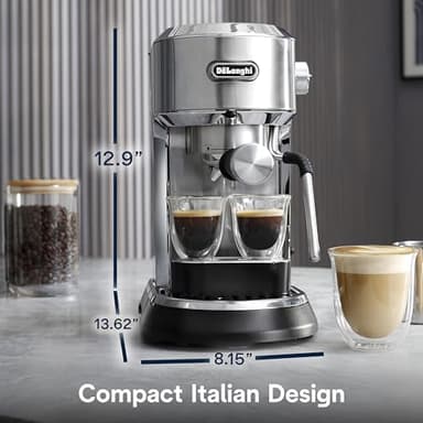 De’Longhi Dedica Maestro Espresso Machine with Milk Frother, 15-Bar Pump & Temperature Control - Barista Coffee Maker Kit for Espresso, Latte, Cappuccino & Iced Coffee - Italian Stainless Steel Design - Image 6
