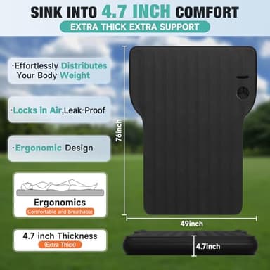 Uncle elk Tesla Model Y Mattress, Inflatable SUV Mattress for Portable Camping Mattress, Foldable Air Mattress with Air Pump and Storage Bag for Tesla Model Y and SUV Travel, Black - Image 3