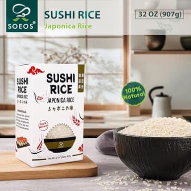 Soeos Sushi Rice 2 Pound, Short Grain Gluten-Free White Japonica Rice, Perfect for Sushi Rolls, and Mochi - Image 3