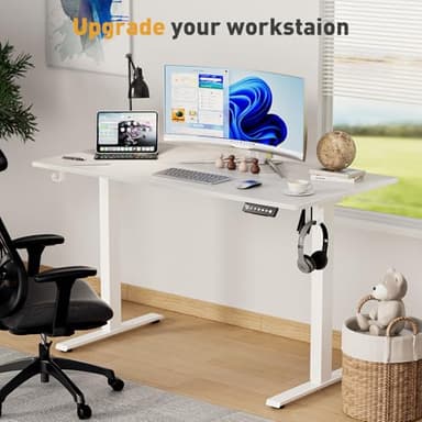 VVENACE 48 x 24 Inch Electric Standing Desk Adjustable Height,Sit Stand Up Desk with Wheels,Home Office,Rising Desk,Computer Workstation, Gaming Work (Spliced Desktop,White) - Image 5