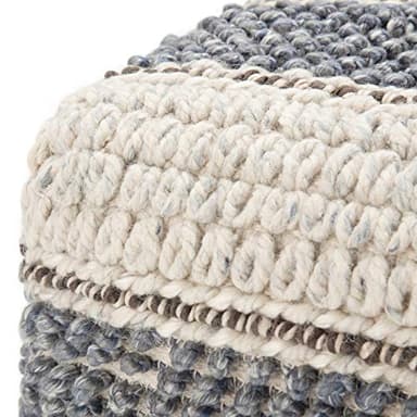 SIMPLIHOME Grady Boho Square Pouf in Blue, Natural Handloom Woven for the Living Room, Bedroom and Kids Room - Image 4