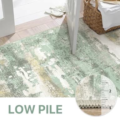 BEIMO Area Rugs 5x7 for Living Room Bedroom, Modern Abstract Machine Washable Large Light Green Rug Soft Rug, Low Pile Floor Carpet with Non Slip Backing for Dining Room - Image 9