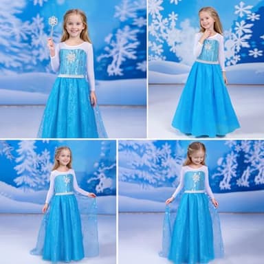 Meland Princess Dresses for Girls - Princess Costume with Long Cape for Girls Age 3-10 Year Old for Birthday Halloween Party - Image 2
