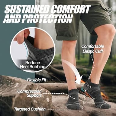 ANTSANG Merino Wool Ankle Hiking Socks Compression Warm Thermal Thick Cushion Winter Running No Show Moisture Wicking Socks Gifts Stocking Stuffers for Women Men 6 Pairs(Brown/Grey/Black,M) - Image 3