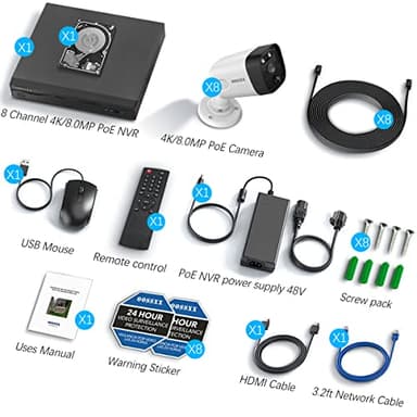 OOSSXX (4K/8.0 Megapixel & 130° Ultra Wide-Angle) 2-Way Audio PoE Outdoor Home Security Camera System Wired Outdoor Video Surveillance IP Cameras System - Image 7