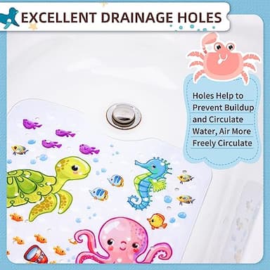 Wimaha Baby Bath Mat for Tub, 40 X 16 Inch Bathtub Mat Non Slip BPA Free for Kids, Strong Grip Shower Mat Non Slip Bath Tub Mat for Bathroom, Machine Washable - Image 6