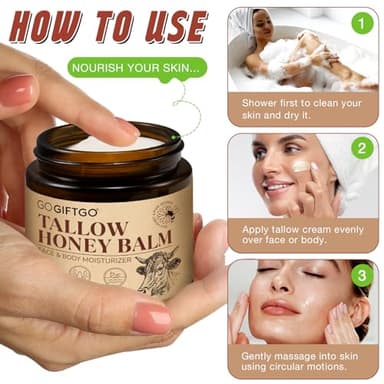 asusxcli Beef Tallow for Skin,Beef Tallow for Face,Beef Tallow and Honey Balm,Grass Fed Whipped Tallow Honey Balm,Natural Moisturizer Hydrates,Deeply Nourishes the Skin, Enhances Natural Radiance - Image 9