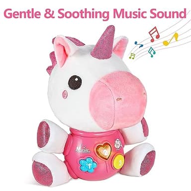 iPlay, iLearn Baby Unicorn Musical Toys, Newborn Girls Gift, Soft Unicorn Plush Stuffed Animal, Infant Light Music Time, 1st Birthday Shower Gift Stuffers for 0 1 2 3 6 9 12 18 Month 1-3 Yrs Toddlers - Image 4