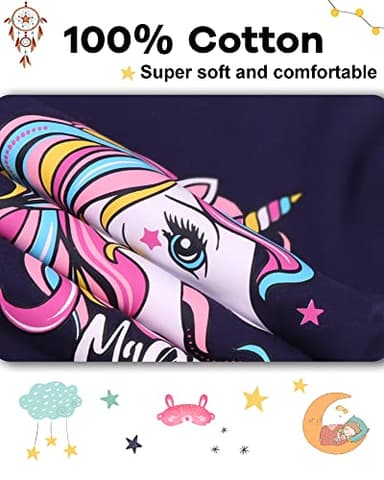 DAUGHTER QUEEN Girls Pajamas Size 6 Pjs for Girls 6t 100% Cotton Long Sleeve Pj Sets Toddler Kids Sleepwear Unicorn Jammies Night Clothes Small 6X 5-6 Years Old - Image 5