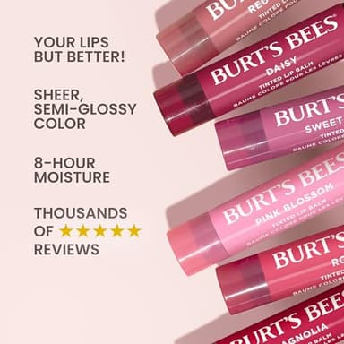 Burt's Bees Lip Tint Balm with Long Lasting 2 in 1 Duo Tinted Balm Formula, Color Infused with Deeply Hydrating Shea Butter for a Natural Looking Buildable Finish, Fiery Red Dahlia (2-Pack) - Image 3