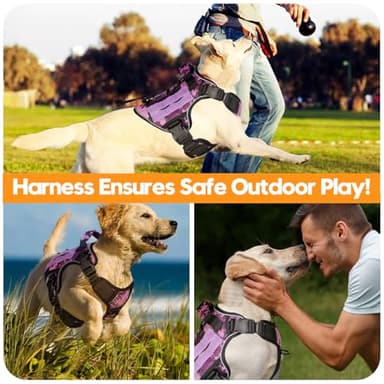 Heavy-Duty Tactical Dog Harness for Large Dogs, No Pull Adjustable Reflective Pet Vest with Molle System, K9 Military-Grade Control for Service Training, Outdoor & 10+ Breeds, Purple Camo, Medium - Image 6