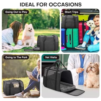 JUNGYOUN Premium ​Cat Carrier - ​Pet Carrier for Cat & Small Dogs up to 15lbs - ​Airline Approved Travel Dog Carrier with Anti-Escape Zippers, Collapsible Travel Bowl & Padded Strap,Dark Grey - Image 2