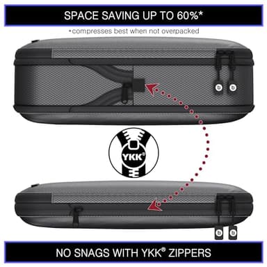 Premium Ultralight Compression Packing Cubes for Travel - Bag Factor Luggage Organizer Set (Grey - 5 Set) - Image 3