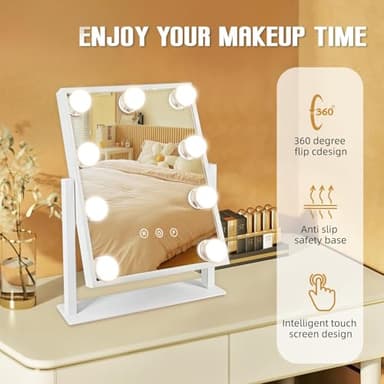 MKupView Vanity Mirror with Lights Makeup Mirror with Lights 9 Dimmable Bulbs Hollywood Lighted Makeup Mirror Detachable 10x Magnification 3 Color Lighting Modes, Lamp Beads, MKupView-SM2 - Image 8