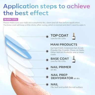 modelones Gel Top Coat, 15 ml 2025 Upgrade Super Shiny Base and Top Coat Set, Soak Off Nail Lamp Acid Free No Wipe Clear Base Top Gel Nail Polish - Image 7