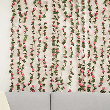 BLEUM CADE 2Pcs 16.4Ft Flower Garland Artificial Rose Vines for Bedroom, Cute Fake Hanging Flower Vines Floral Garland Decorations for Wedding Party Wall Room Decor Aesthetic - Image 4